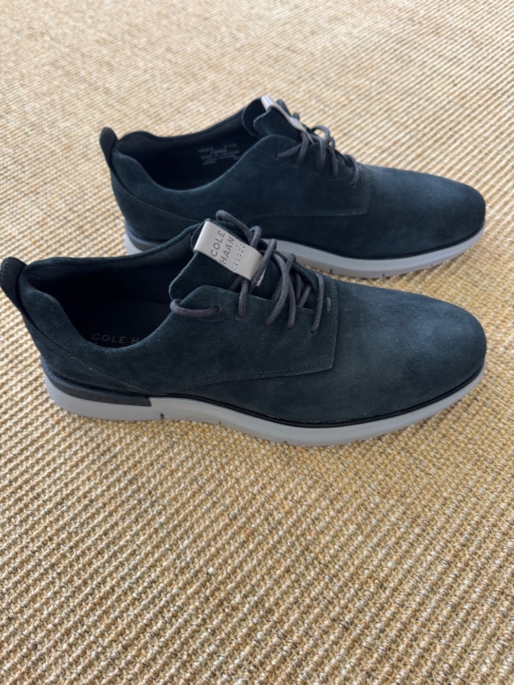 NEVER WORN Cole Haan Men's Black Suede Lace-Up Sneakers w Gray Sole